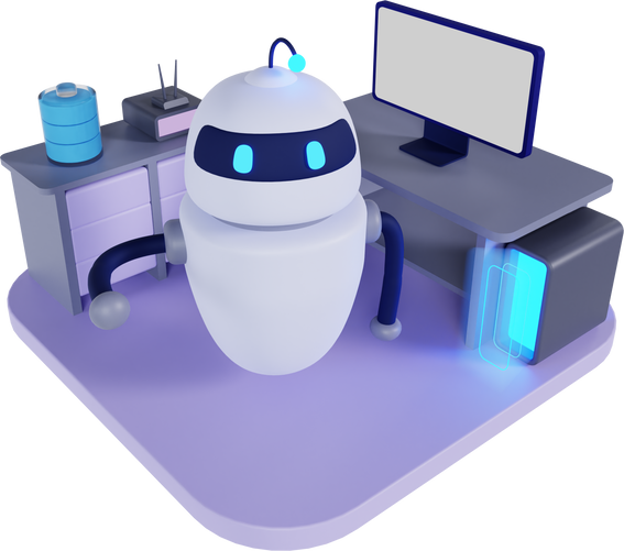 3D Office Automation Bot Machine Computer